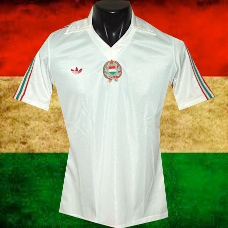 Camisa retrô Hungria branca listrada -1980 