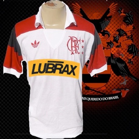 Camisa retrô Flamengo branca lubrax amarela- 1980