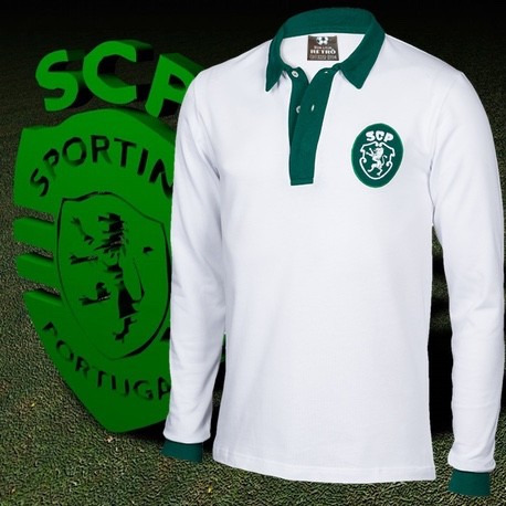 Camisa Retrô Sporting de Portugal ML Polo Branca POR