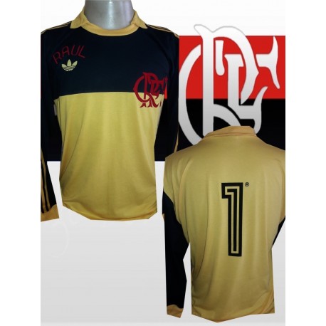 Camisa retrô goleiro Raul Flamengo amarela manga longa