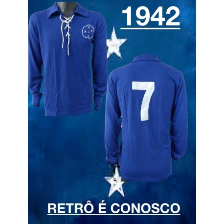 Camisa azul retrô Cruzeiro - 1968 gola em V
