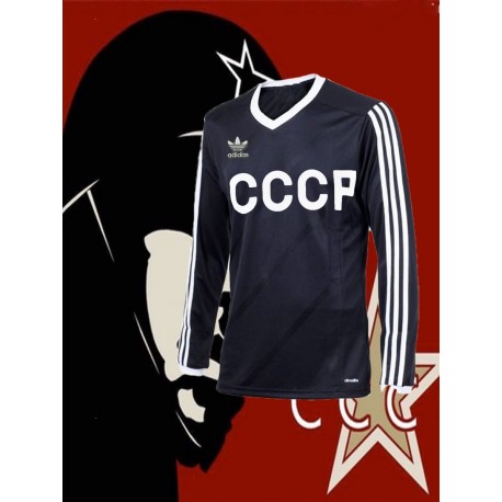 Camisa Retró Russia preta ML gola redonda