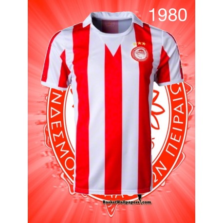 Camisa retrô Olympiakos listrada 1980 - GRE