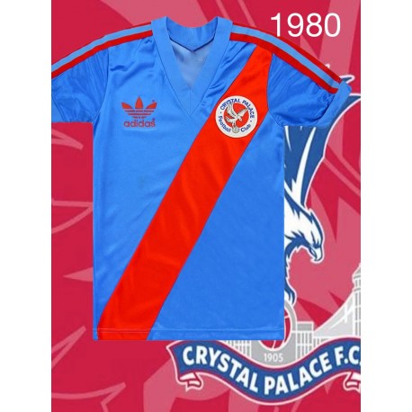 Camisa Retrô Crystal Palace azul faixa logo 1980 ENG