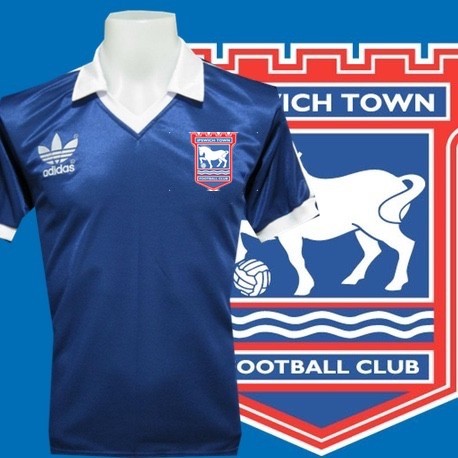 Camisa retrô Ipswish Town Logo 1984 Azul- ENG