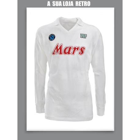 Camisa Retrô Napoli branca Mars vermelha ML - ITA