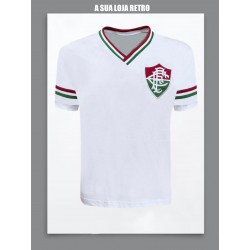 Camisa retrô Fluminense gola V branca - 1964