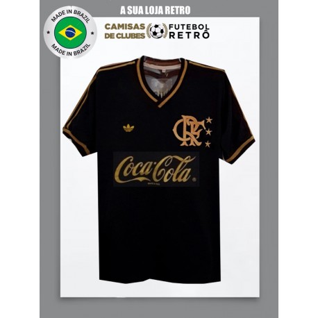 Camisa retrô Flamengo logo ouro coca cola