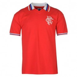 Camisa Retrô Glasgow Rangers gola polo vermelha ESC 1980