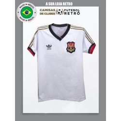 Camisa retrô Flamengo logo branca punhos vermelhos