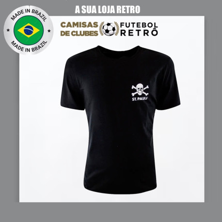 Camisa retrô FC st Pauli preta gola careca