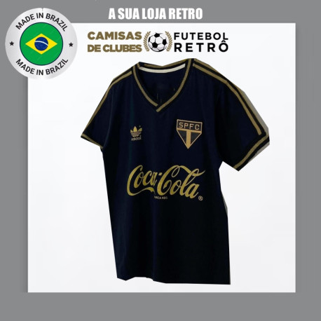 Camisa retro São Paulo Preta Comemorativa Dourada 1987