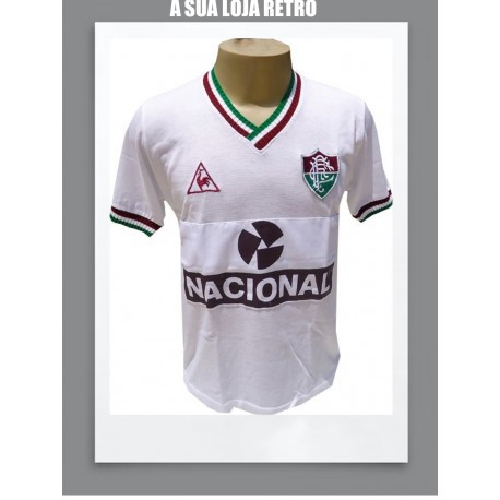 Camisa retrô Fluminense Branca Banco Nacional -1984