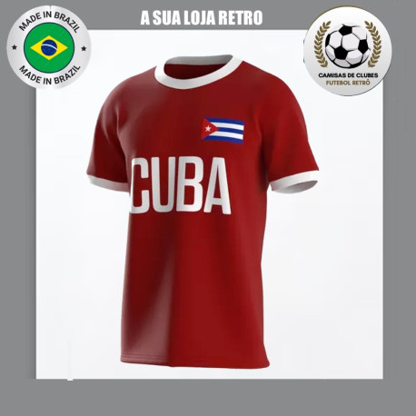 Camisa retrô Seleção de Cuba vermelha 1980