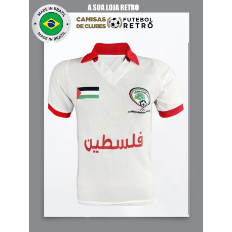 Camisa retrô da Palestina branca 1980.