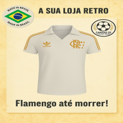 Camisa retrô Flamengo Branca Dourado