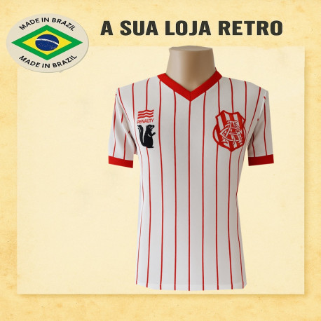 Camisa retrô Bangu listrada branca 1980