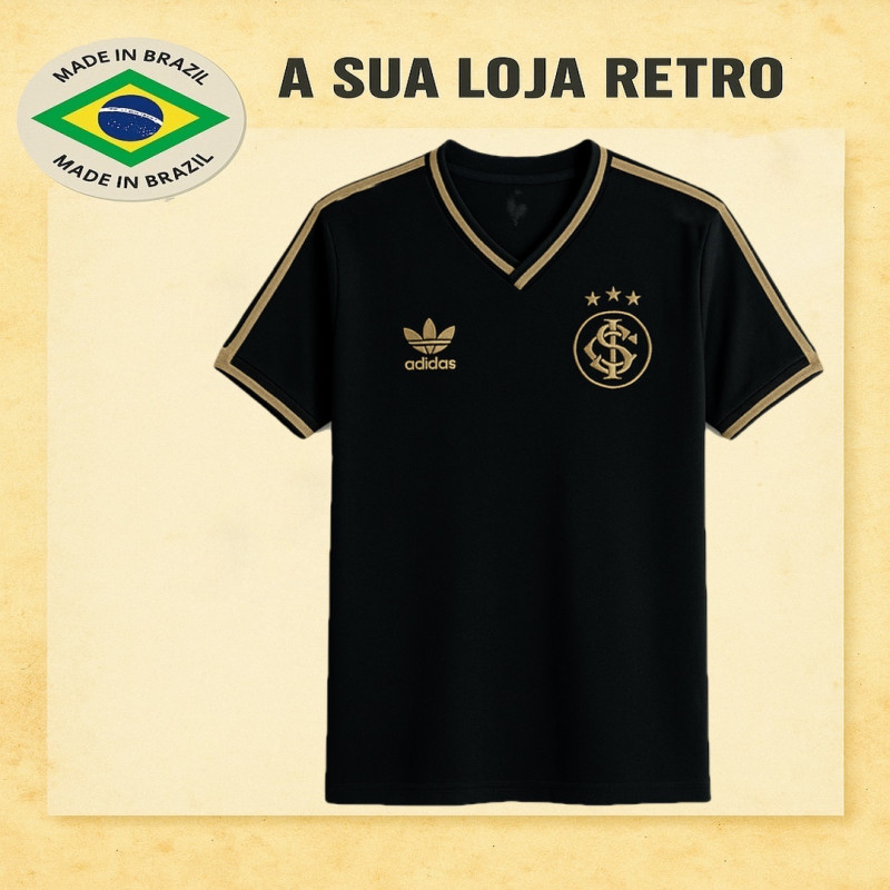 Camisa retrô inter preta dourada comemorativa 80/90