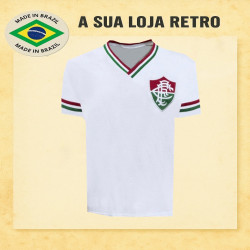 Camisa retrô Fluminense gola V branca - 1964