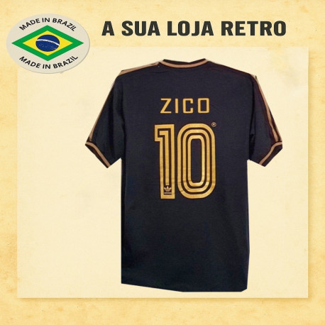 Camisa retrô Flamengo Zico logo ouro comemorativa