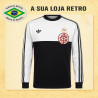 camisa retrô Internacional goleiro logo preta e branca 1980.
