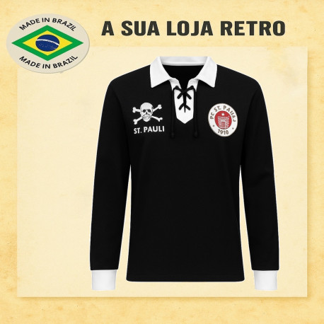 Camisa retrô FC ST Pauli preta ML
