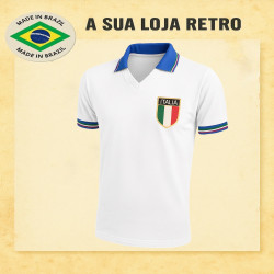 Camisa Retrô da Italia Branca- 1982