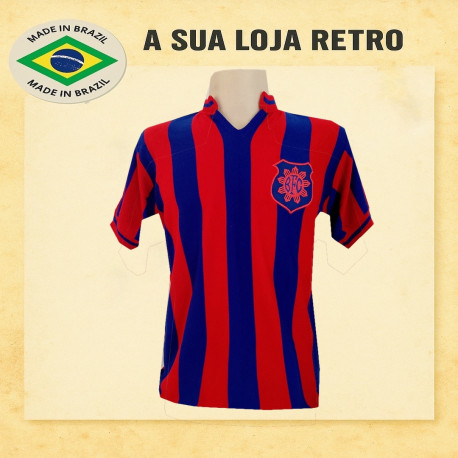 Camisa retrô Bom Sucesso listrada 1970 .