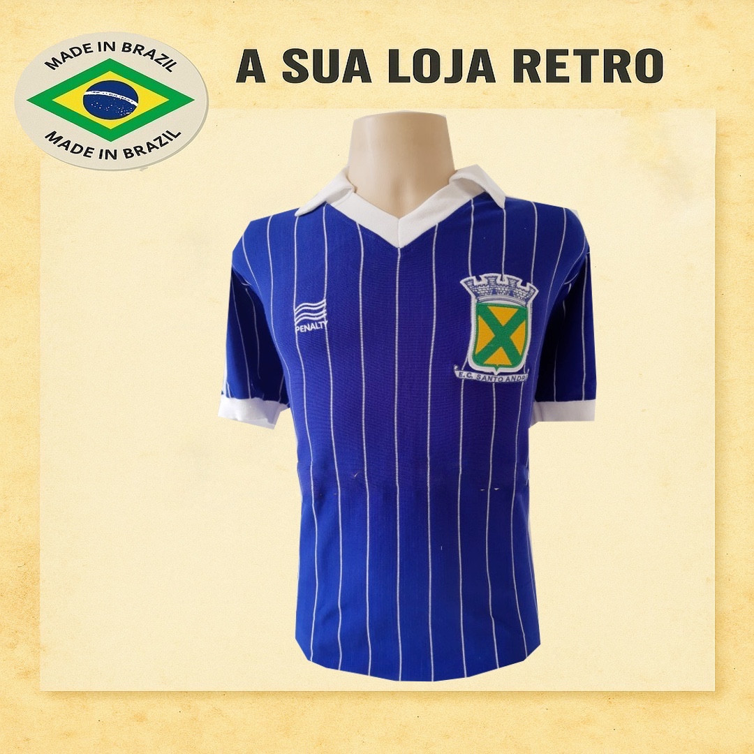 Camisa retrô Santo André azul 1985