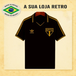 Camisa retro São Paulo Dourado Gola Polo