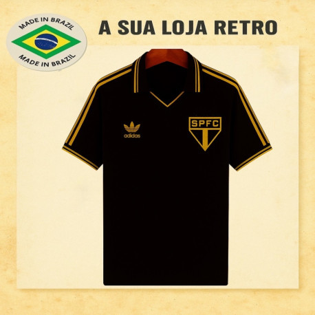 Camisa retro São Paulo Dourado Gola Polo