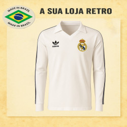 Camisa Retrô Real Madrid branca ML - ESP