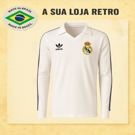 Camisa Retrô Real Madrid branca ML - ESP