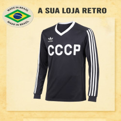 Camisa Retró Russia preta ML gola redonda