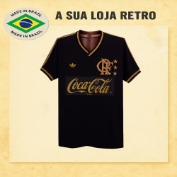 Camisa retrô Flamengo logo ouro coca cola
