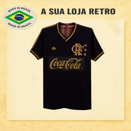 Camisa retrô Flamengo logo ouro coca cola