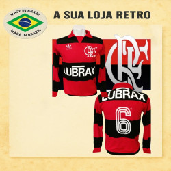 Camisa retrô Flamengo Lubrax tradicional ML gola polo