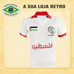 Camisa retrô da Palestina branca 1980.
