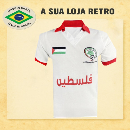 Camisa retrô da Palestina branca 1980.