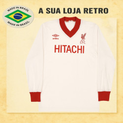 Camisa retrô Liverpool Hitachi branca 1978 - ENG