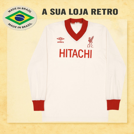 Camisa retrô Liverpool Hitachi branca 1978 - ENG
