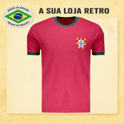 Camisa retrô Portugal 1966 gola redonda