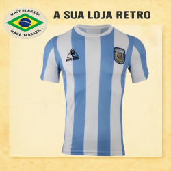 Camisa retrô da Argentina le Coq Listrada - 1980