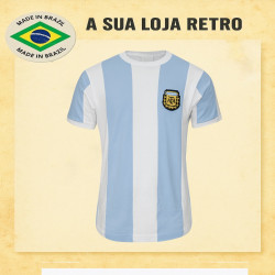 Camisa Retro Listrada Argentina Maradona - 1982