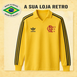 Camisa retrô goleiro Raul Flamengo amarela manga longa