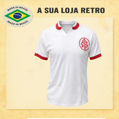 Camisa retrô Internacional branca gola redonda -1970