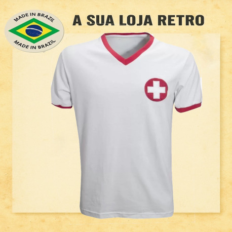 Camisa retrô da Suiça branca - SUI