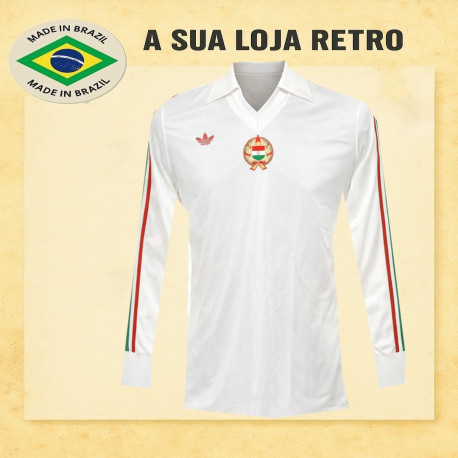Camisa retrô Hungria branca logo 1980 -ML