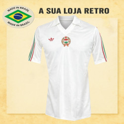 Camisa retrô Hungria branca listrada -1980 
