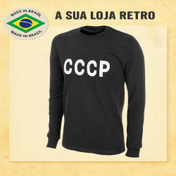Camisa Retró Russia preta ML gola redonda